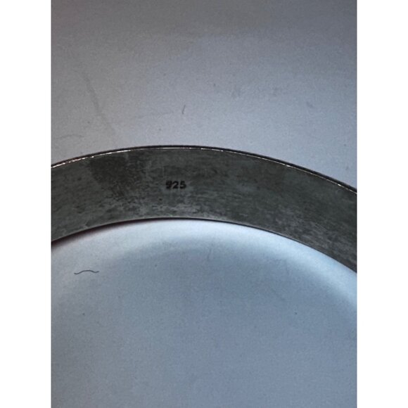 Vintage 925 Sterling Silver Engraved Hinged Bangle Bracelet Size 7.25 Estate - Picture 10 of 10